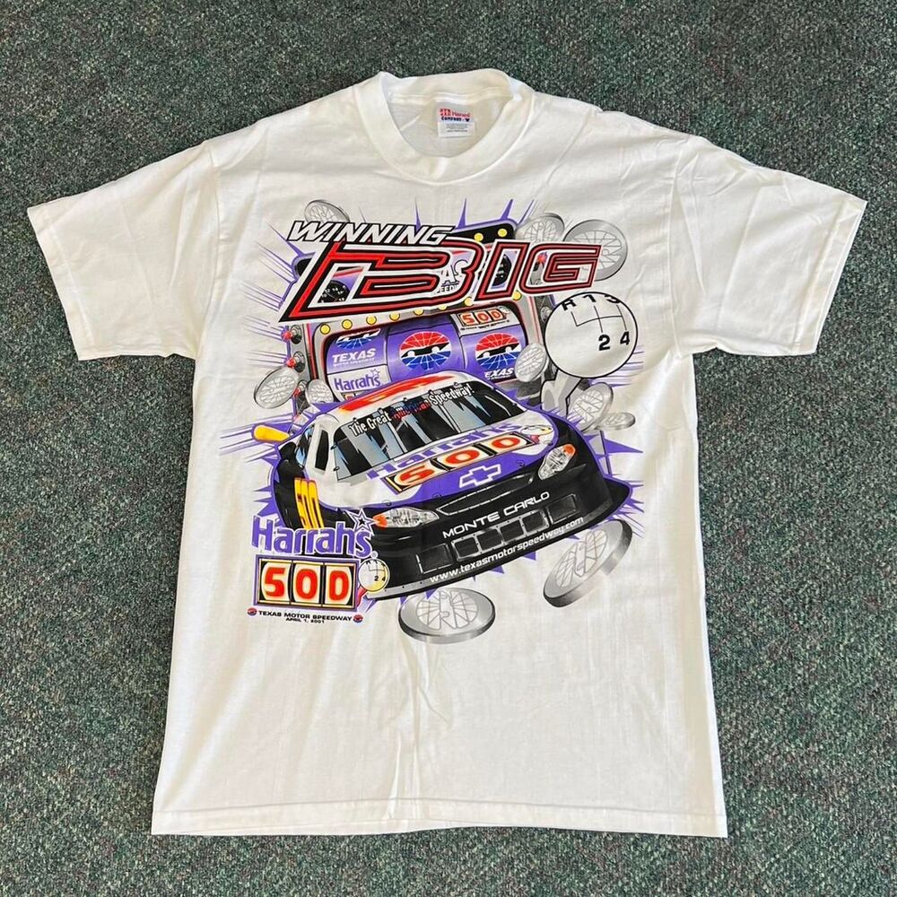 Vintage 2001 Texas Motor speedway Nascar Harrah's 500 white tee